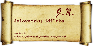 Jaloveczky Mátka névjegykártya